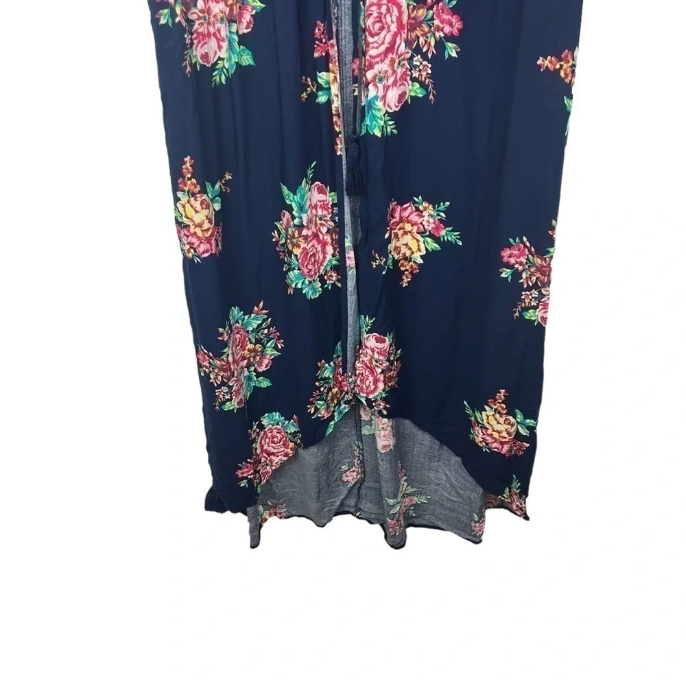 Time and Tru Blue Floral Hi Low Swim Cover Up One Size
